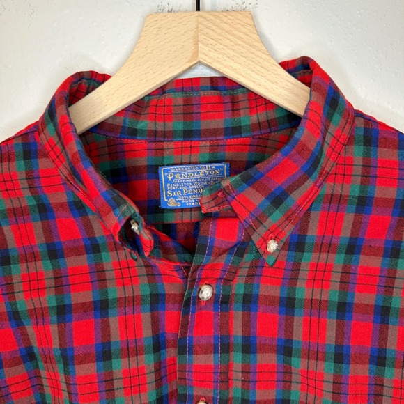 Vintage Sir Pendleton Shirt Men XL Red MacDuff Tartan Plaid Wool Button Down - Picture 6 of 16